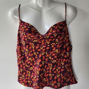 ZARA Crowl Neck Ditsy Floral Print Top Size M